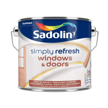 Sadolin Simply Refresh Windows & Doors - напівматова фарба нового покоління «два в одному» для вікон і дверей, біла, база BW, 2.5 л