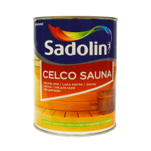 Sadolin Celco Sauna - напівматовий лак на водній основі для лазень та саун, безбарвний, база BC, 1 л