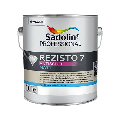 Акрилова фарба Sadolin Professional Rezisto 7 Antiscuff для стін, зносостійка, біла, BW, 2.5 л