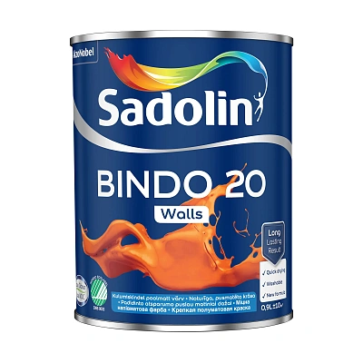 Емульсійна фарба Sadolin Bindo 20 для стін, біла, BW, 0.9 л