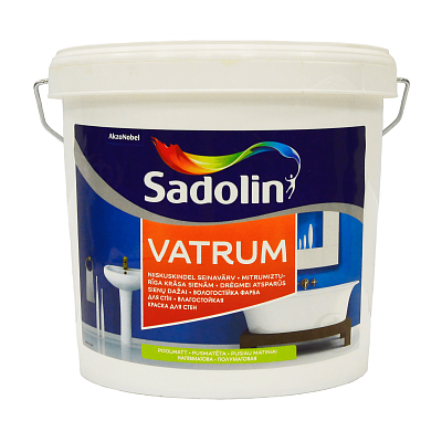 Акрилова фарба Sadolin Vatrum для стін та стелі вологостійка, біла, BW, 5 л