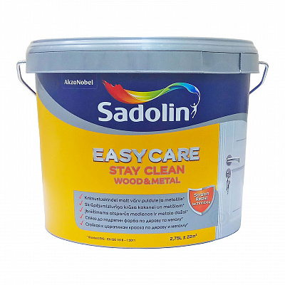 Алкідна фарба Sadolin EasyCare Wood&Metal для дерева та металу, напівматова, біла, BW, 2.75 л