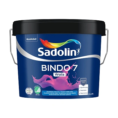 Емульсійна фарба Sadolin Bindo 7 для стін, біла, BW, 2.5 л