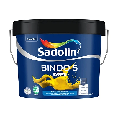 Емульсійна фарба Sadolin Bindo 5 для стін, біла, BW, 2.5 л