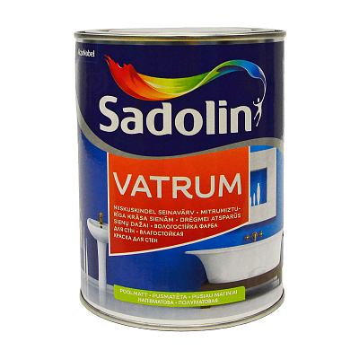 Акрилова фарба Sadolin Vatrum для стін та стелі вологостійка, біла, BW, 1 л