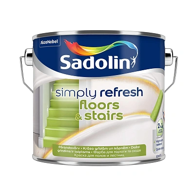 Фарба 2-в-1 Sadolin Simply Refresh Floors & Stairs для підлоги та сходів, напівматова, біла, BW, 2.5 л