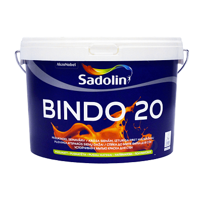Латексна фарба Sadolin Bindo 20 для стін та стелі, біла, BW, 2.5 л