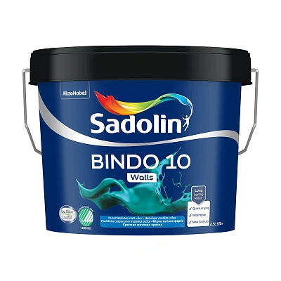 Емульсійна фарба Sadolin Bindo 10 для стін, біла, BW, 2.5 л