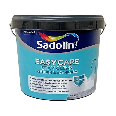 Акрилова фарба Sadolin EasyCare Kitchen&Bathroom для стін та стелі, вологостійка, біла, BW, 2.5 л